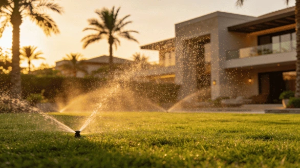 Efficient irrigation system maintenance for villas in Qatar ensuring healthy lawns and water-optimized landscaping