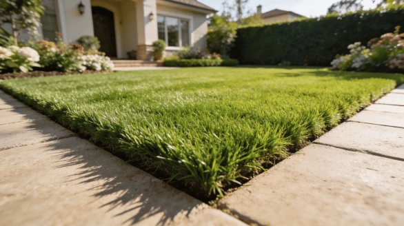 Expert lawn care and turf treatment service for residential villas in Qatar delivering green and healthy grass