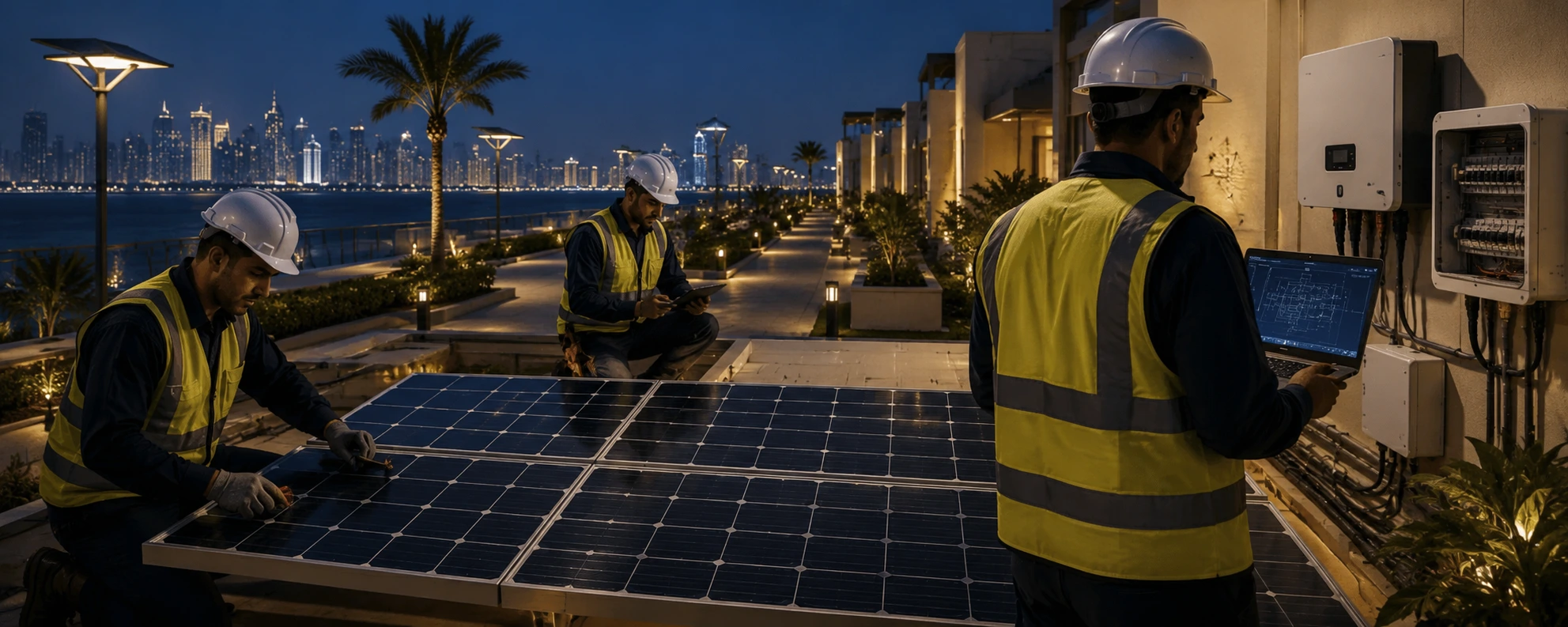 Solar energy systems in Qatar with PV panels, inverters and installation support